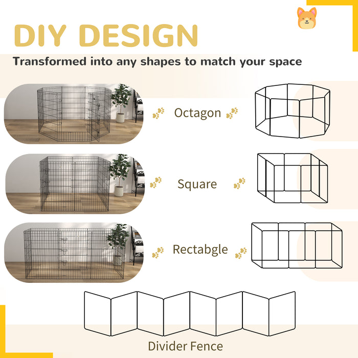 8-Panel DIY Dog Pen with Door for Indoor/Outdoor Use, 91cm High