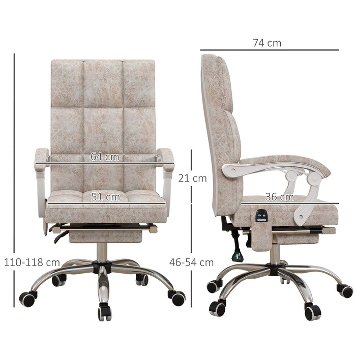 Executive Vibration Massage Office Chair, Microfibre Computer Chair with Armrest, 135¬¨‚àû Reclining Back, Beige