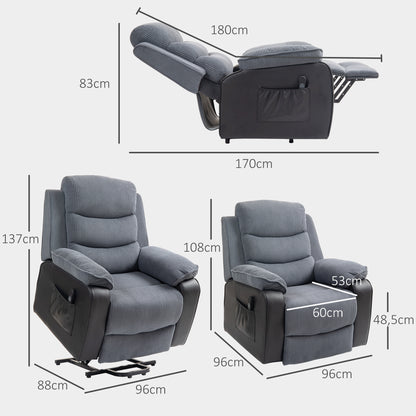 Power Lift Riser and Recliner Chair with Remote Control, Dark Grey