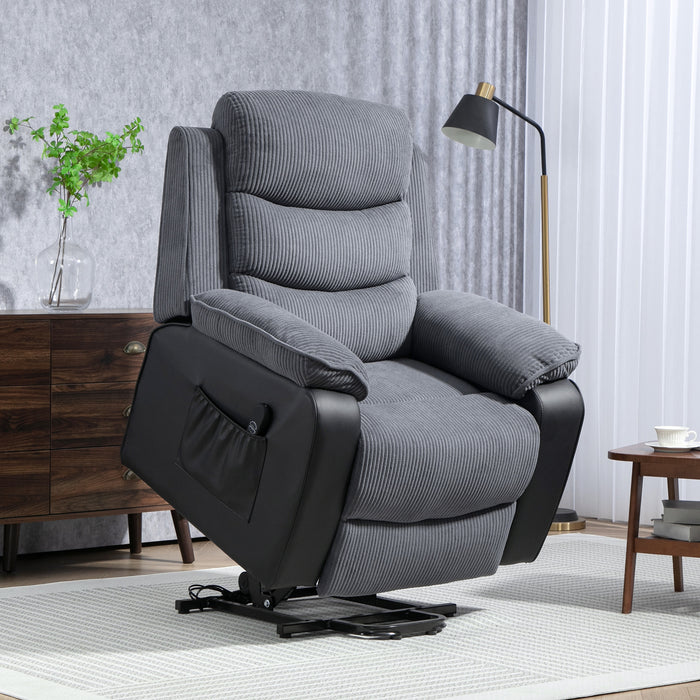 Power Lift Recliner Chair with Remote Control and 2 Side Pockets, Dark Grey