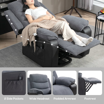 Power Lift Riser and Recliner Chair with Remote Control, Dark Grey