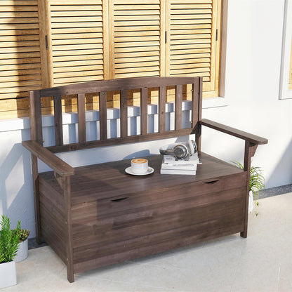Outdoor 2 Seater Garden Bench, Garden Storage Bench with Backrest
