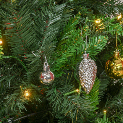 6ft Pre-Lit Artificial Christmas Tree with 200 Warm White LEDs & Baubles
