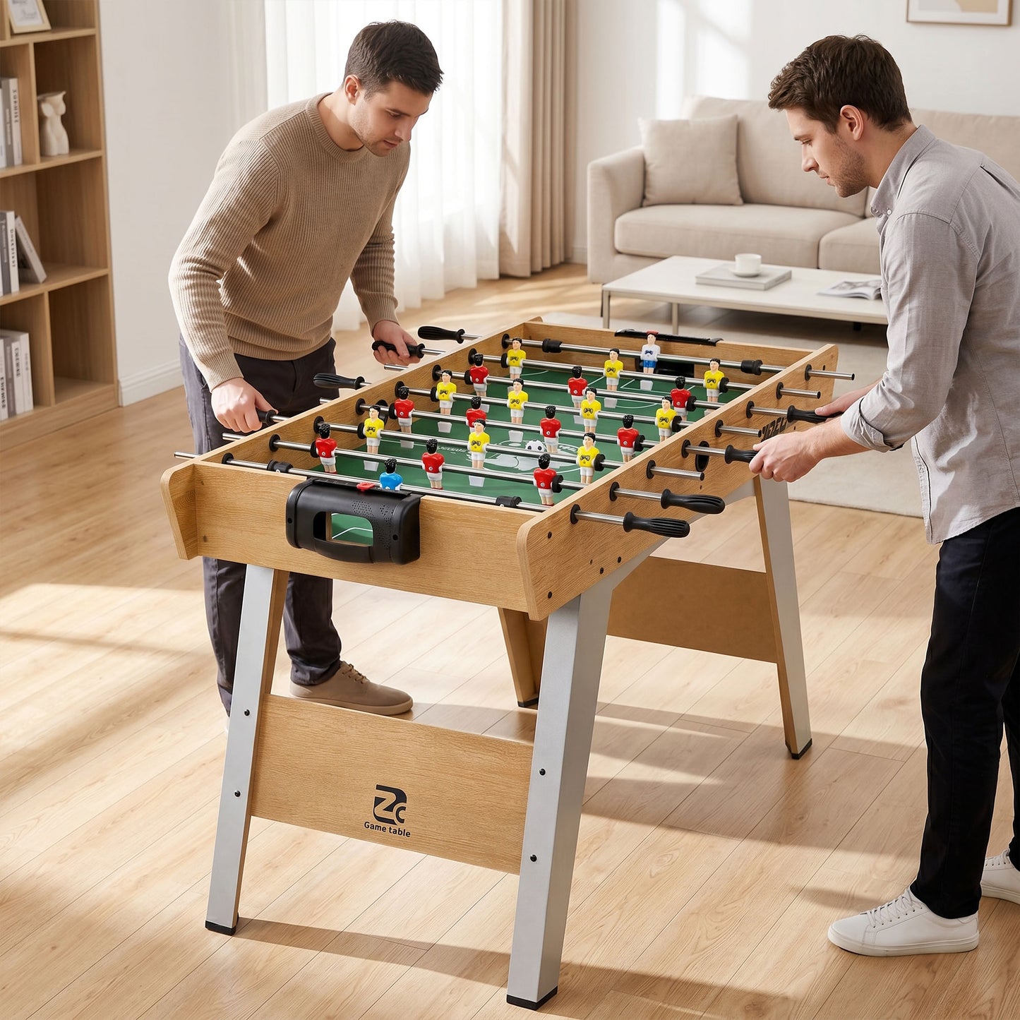 4ft Table Football, Foosball Table Game for Adults, Natural Wood