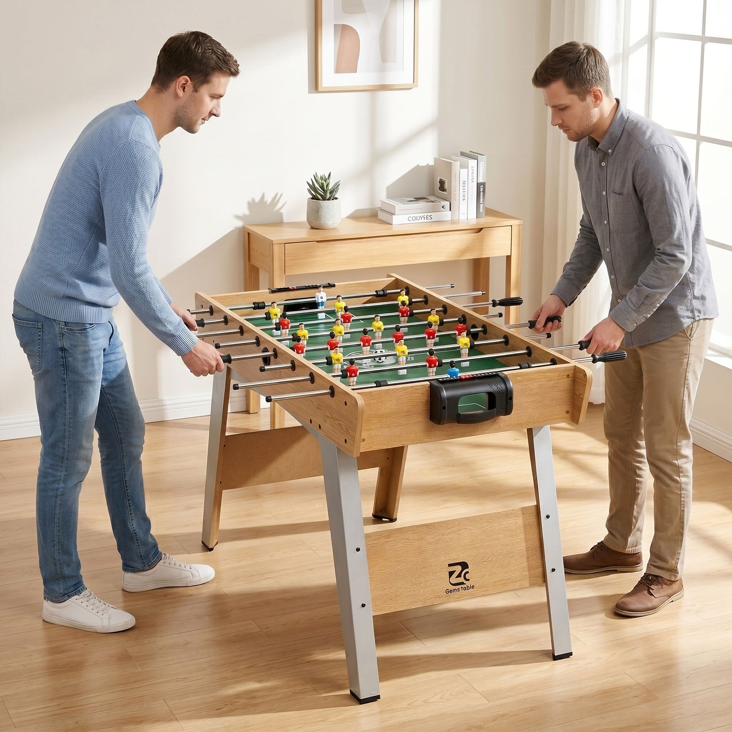 4ft Table Football, Foosball Table Game for Adults, Natural Wood