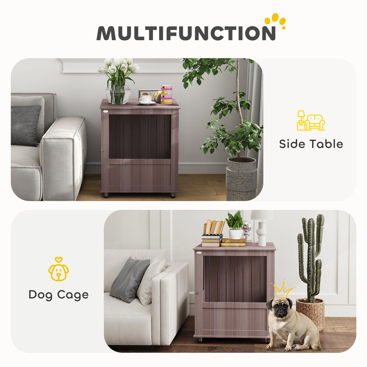 Dog Crate Kennel Cage for Small Dog, Indoor End Table, Purple