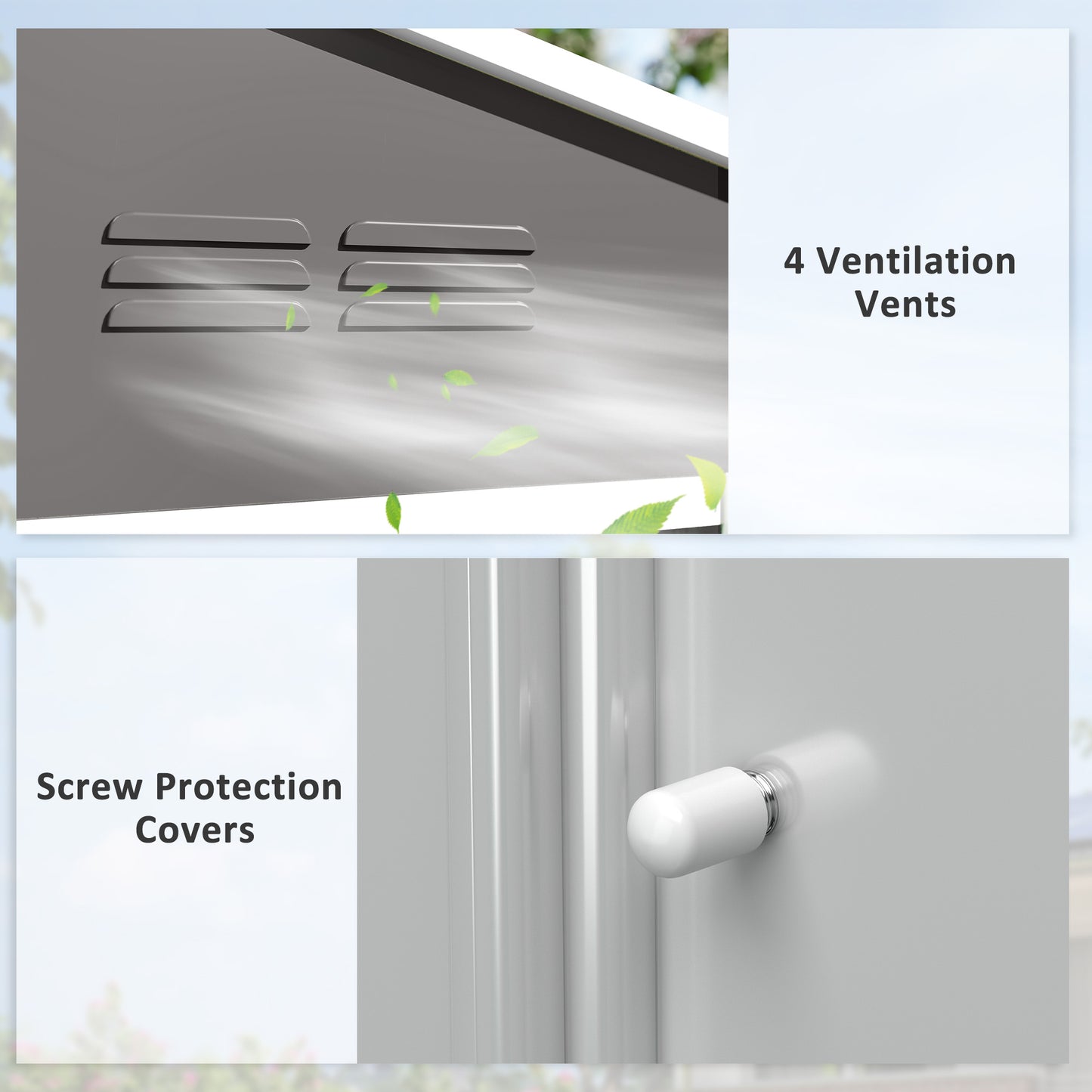 8 x 6ft Garden Storage Shed with Double Door, Light Grey