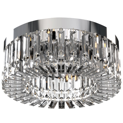 Crystal Ceiling Light with 160 Crystal Pendants, Silver Tone