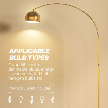 Arc Floor Lamp for Living Room, Free Standing Tall Lamp, Gold Tone
