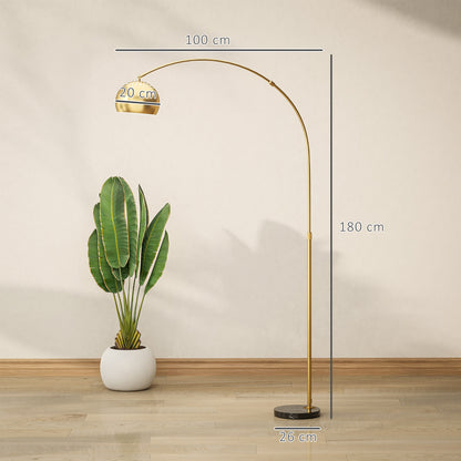 Arc Floor Lamp for Living Room, Free Standing Tall Lamp, Gold Tone