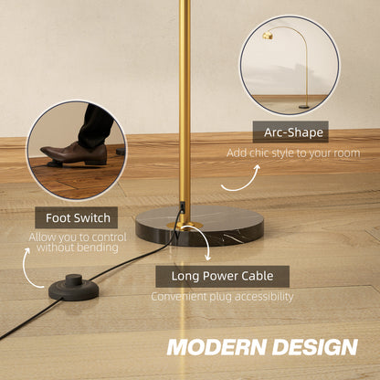 Arc Floor Lamp for Living Room, Free Standing Tall Lamp, Gold Tone
