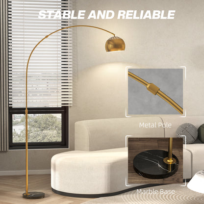 Arc Floor Lamp for Living Room, Free Standing Tall Lamp, Gold Tone