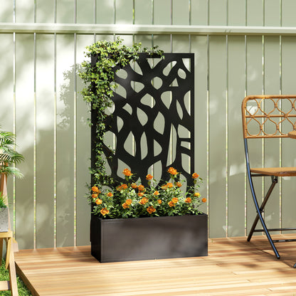 Metal Raised Garden Bed with Trellis, Outdoor Planter Box