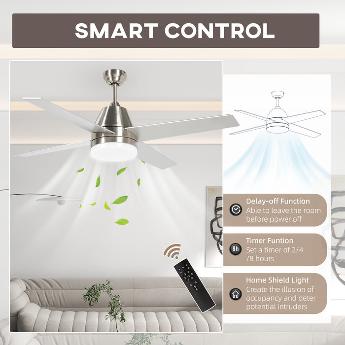 Mounting Reversible Ceiling Fan with Light, Remote, Silver & Black