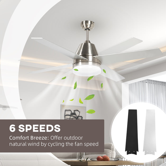 Mounting Reversible Ceiling Fan with Light, Remote, Silver & Black