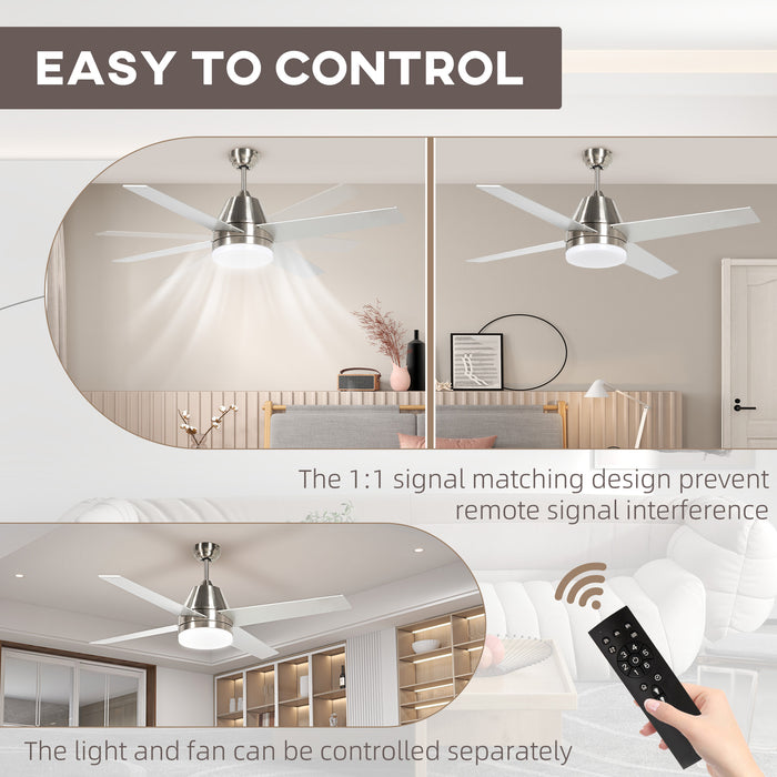 Mounting Reversible Ceiling Fan with Light, Remote, Silver & Black