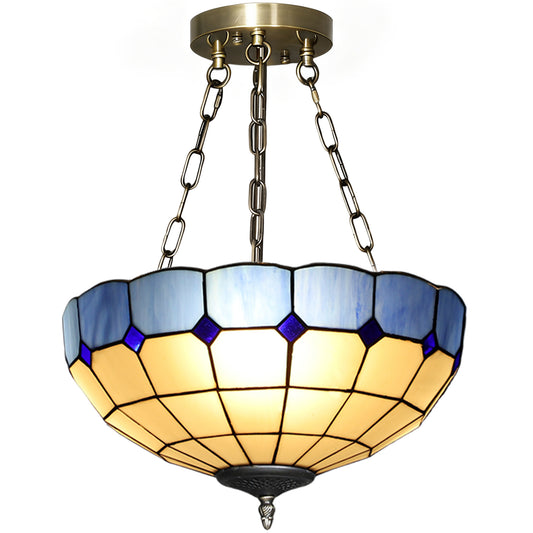 Ceiling Light, Vintage Tiffany Style Chandelier with 3 E27 Sockets