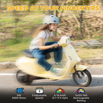 24V Battery Powered Ride on Motorcycle with Manual Throttle, Beige