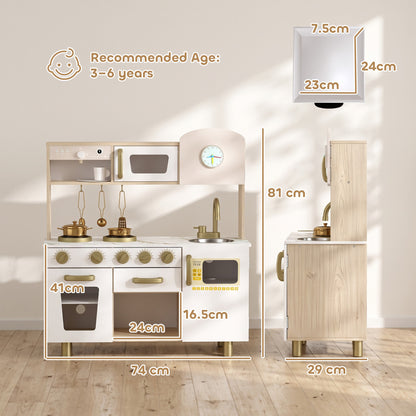 Kids Kitchen Playset with Rotating Coffee Machine for 3-6 Y, White