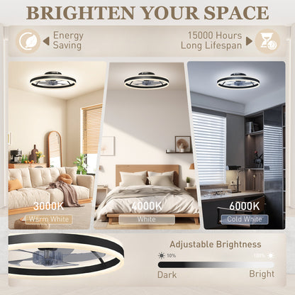 Ceiling Fan with Light and Remote, 3 Colour Temperatures, 50cm, Black