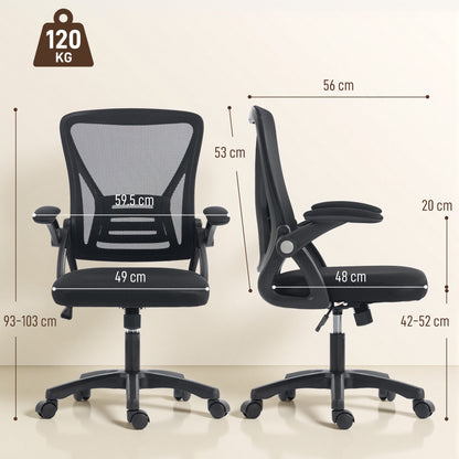 Mesh Office Chair, Desk Chair with Flip-up Armrests, Lumbar Support, Black