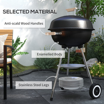 Portable Round Kettle Charcoal Grill BBQ Outdoor Heat Control Party