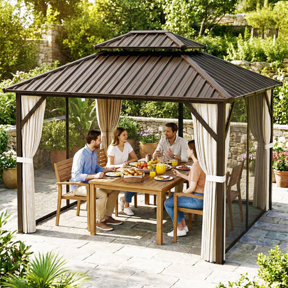 3 x 3.6 m Hardtop Gazebo Canopy with Aluminium Frame, Garden Gazebo