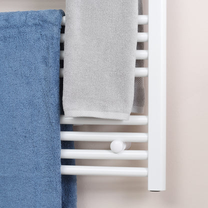 Straight Heated Towel Rail, Hydronic Bathroom Ladder Radiator Towel Warmer For Central Heating 600mm x 700mm, White
