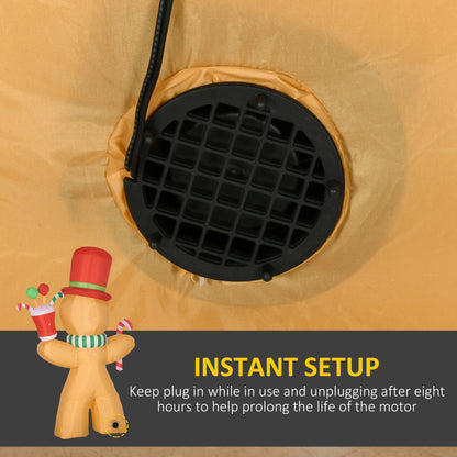 7.5ft Christmas Inflatables Gingerbread Man with Candy Cane LED Lights