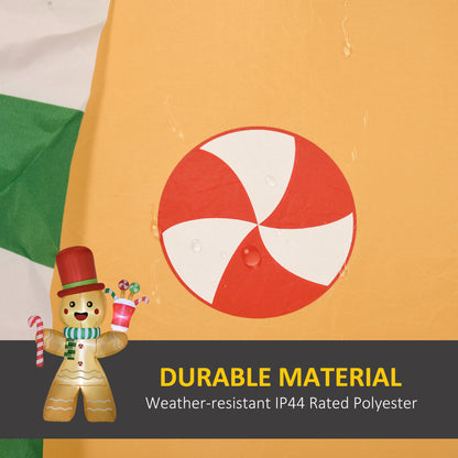 7.5ft Christmas Inflatables Gingerbread Man with Candy Cane LED Lights