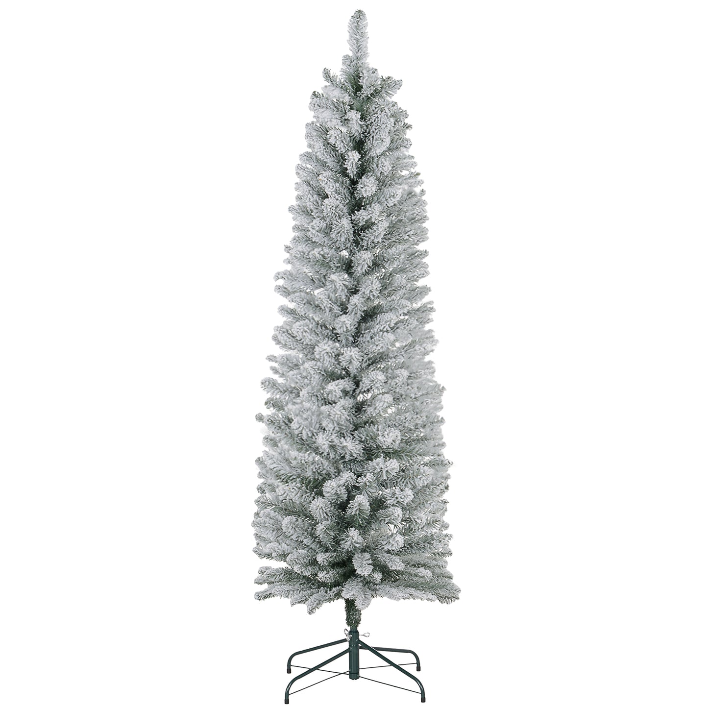 5 Foot Artificial Pencil Christmas Tree with  Snow Flocked Tips, White