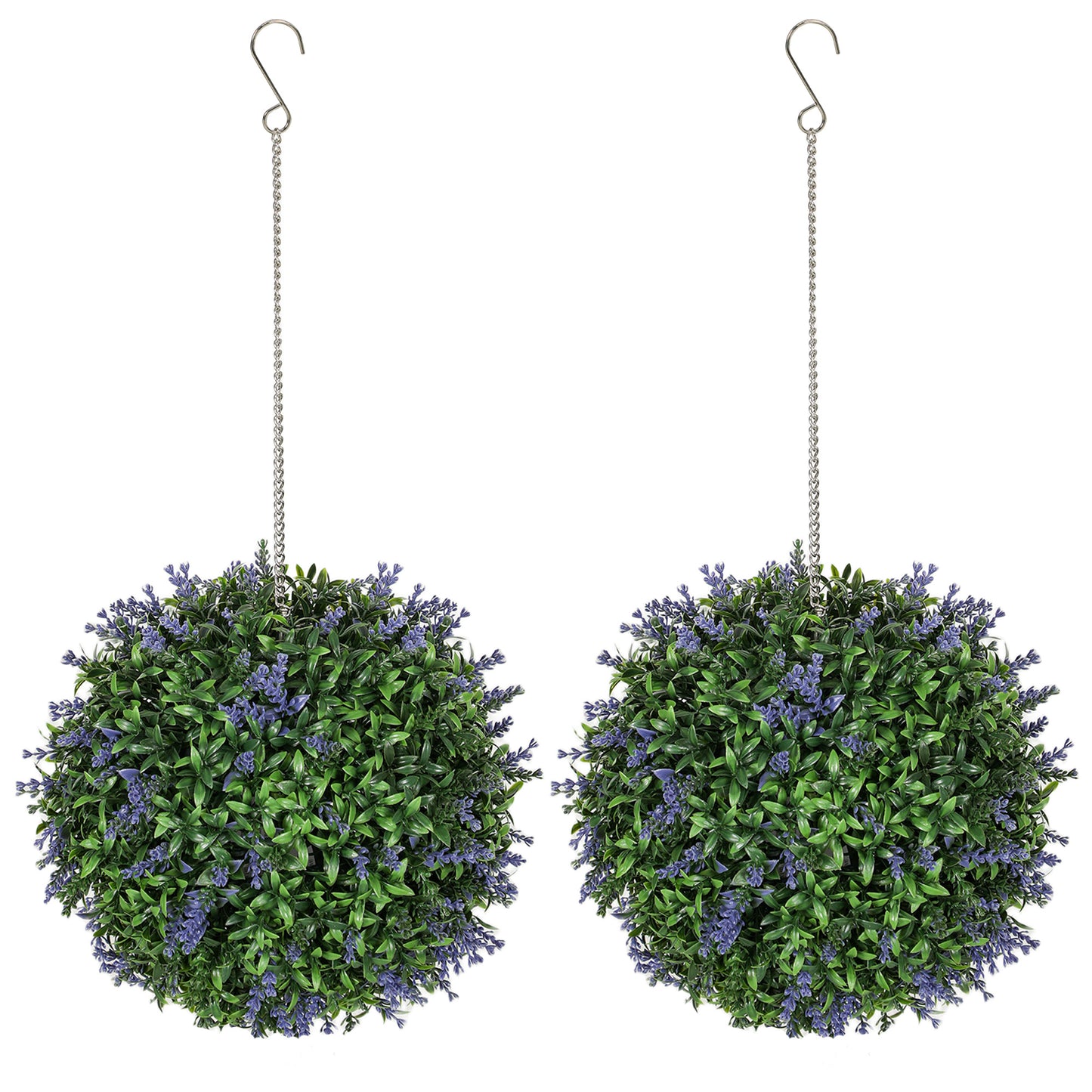 Set of 2 Artificial Plant Topiary Balls, Faux Plants, Purple