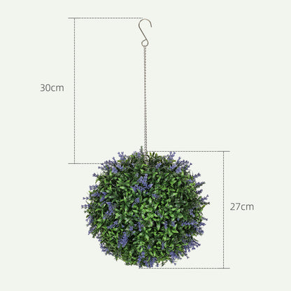 Set of 2 Artificial Plant Topiary Balls, Faux Plants, Purple