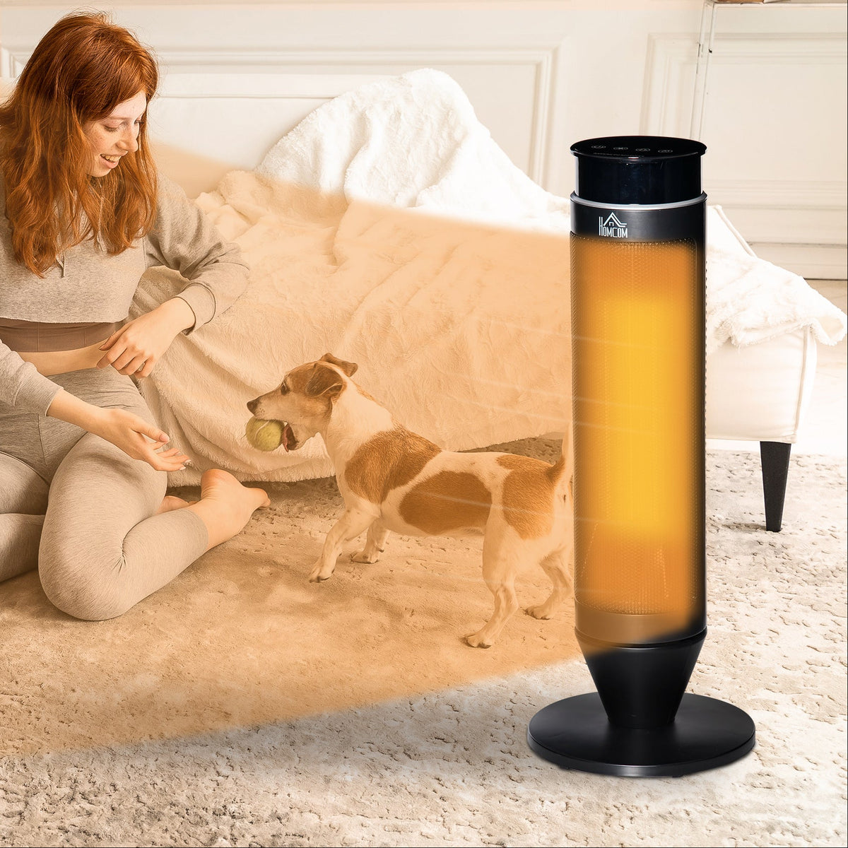 2000W Oscillating Electric Heater with Remote Control and 8-Hour Timer - Black