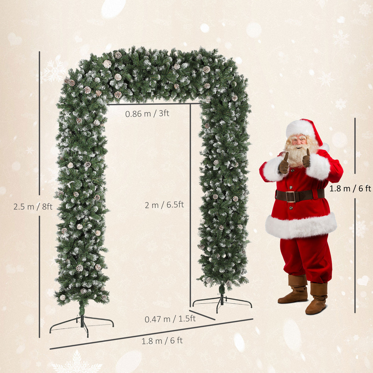 8.2 ft Snow Frosted Christmas Tree Arch, Doorway Decor with 1800 Tips
