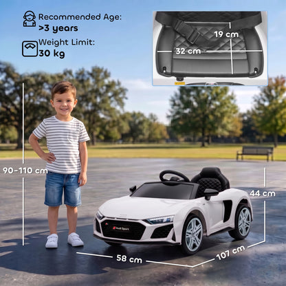 Licensed Audi R8 Spyder 12V Electric Car for Kids with Remote White