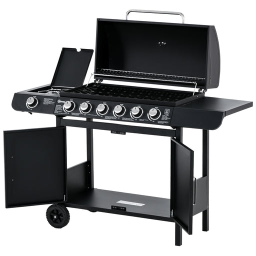 Seven Burner Gas Grill, with Integrated Thermometer and Storage