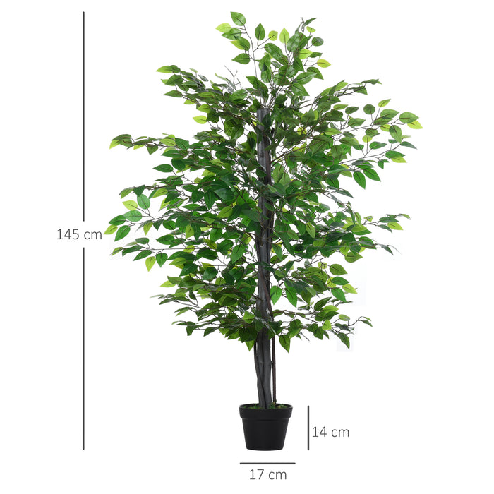 145cm Artificial Tree Banyan Plant Faux Decorative Tree W/ Cement Pot Vibrant Greenery Shrubbery Indoor Outdoor Accessory