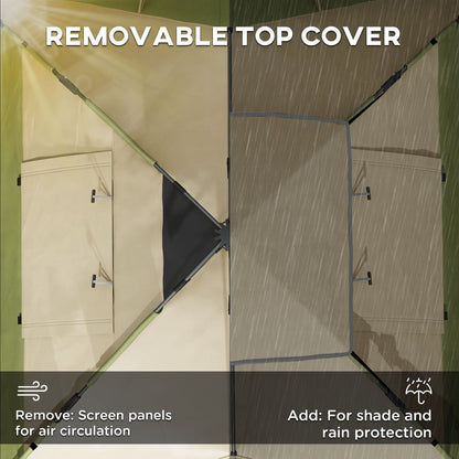 3-4 Man Camping Tent Portable with Bag, Quick Setup, Dark Green