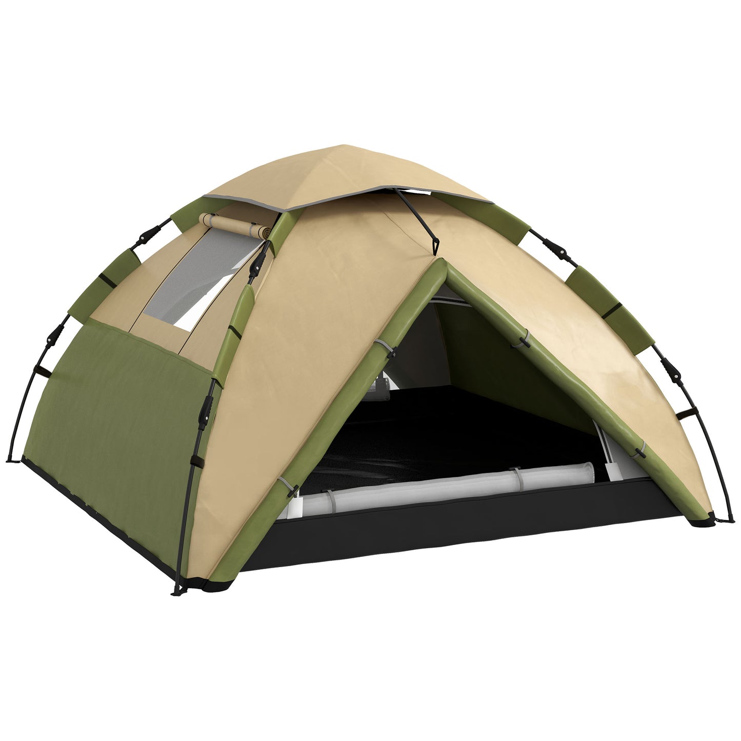3-4 Man Camping Tent Portable with Bag, Quick Setup, Dark Green