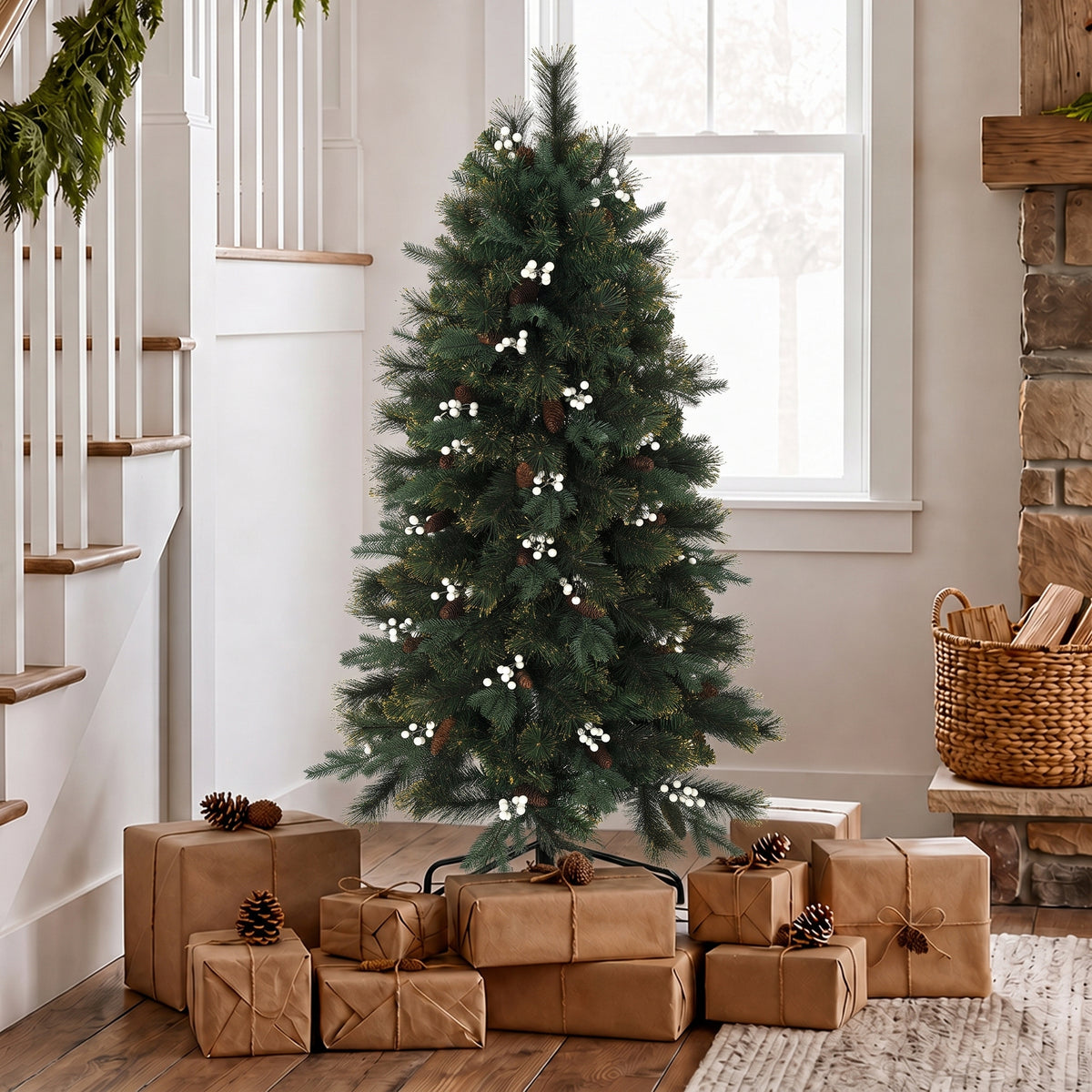 5ft Artificial Christmas Tree with 490 Branch Tips for Holiday Decor