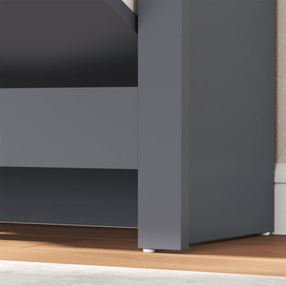 12-Shoe Storage Cabinet 4 Shelves 2 Drawers Tabletop Charcoal Grey