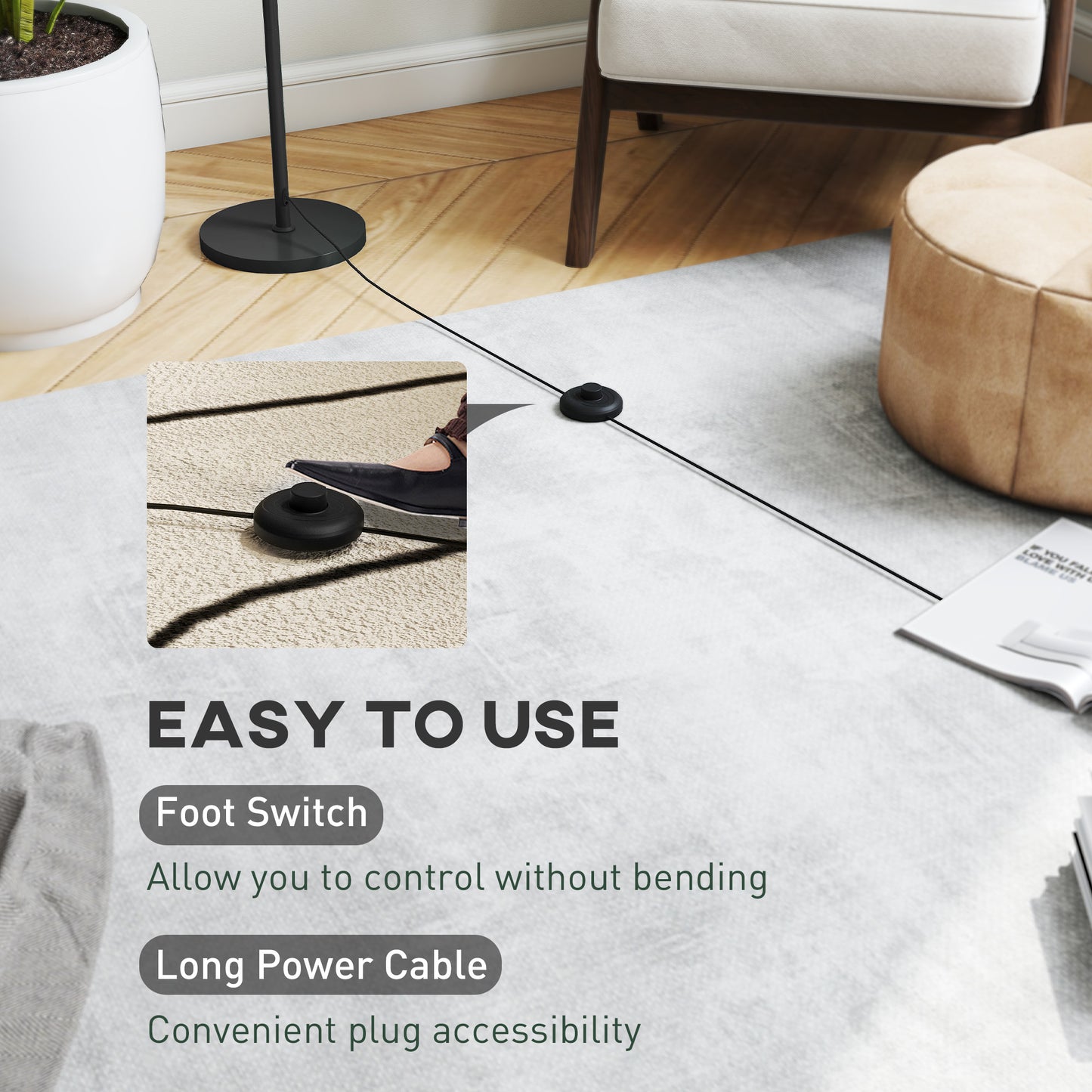 3D Printed Standing Lamp with Shade, E27 Holder without Bulb, White