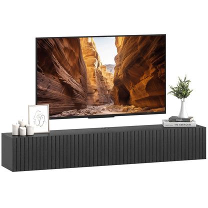 Wall Mount TV Stand Cabinet with Fluted Flip-Down Doors