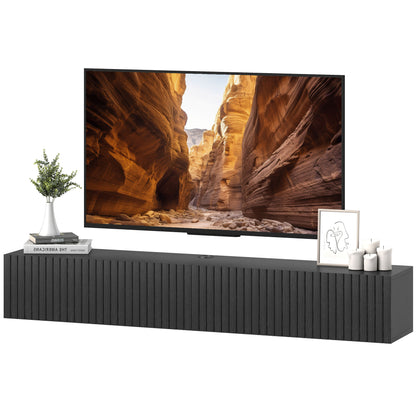 Wall Mount TV Stand Cabinet with Fluted Flip-Down Doors