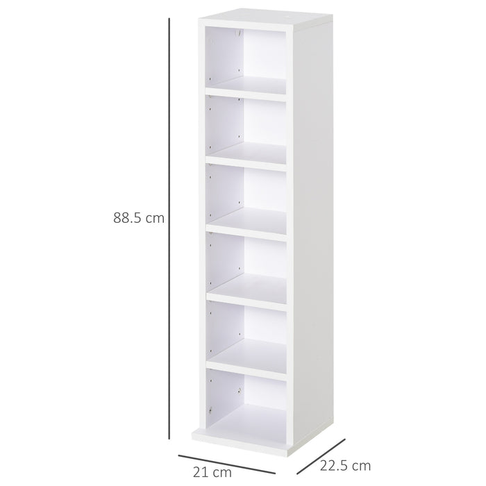 204 CD Media Display Shelf Unit Set of 2 Blu-Ray DVD Tower Rack w/ Adjustable Shelves Bookcase Storage Organiser, White