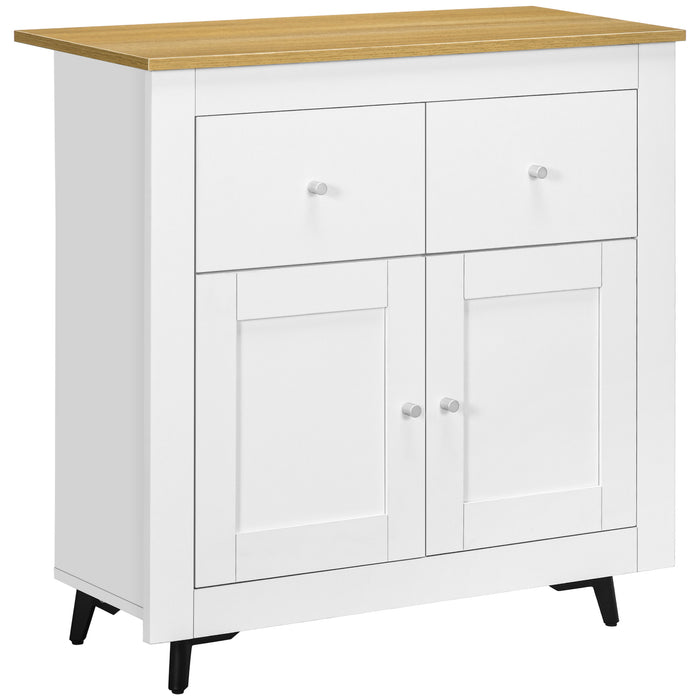 Sideboard Cabinet, Modern Kitchen Cupboard with Double Doors and Drawers for Dining Room, Living Room and Entryway, White