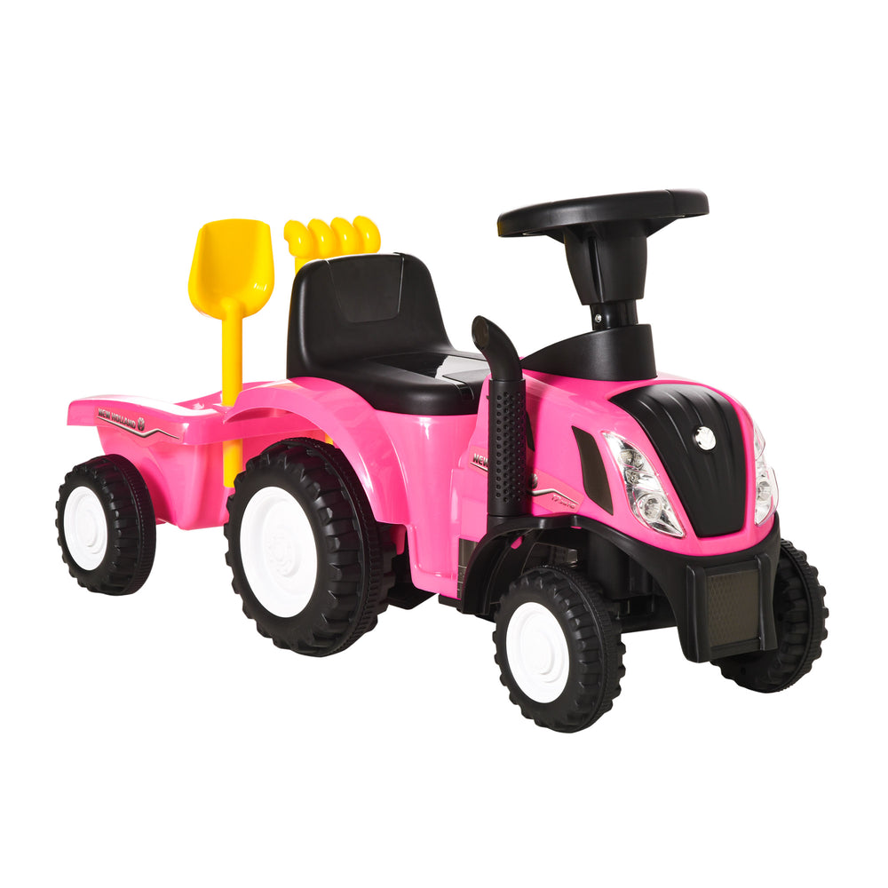 Ride On Tractor Toddler Walker Foot To Floor Slider w/ Horn Storage Steering Wheel for 1-3 Years Old Pink