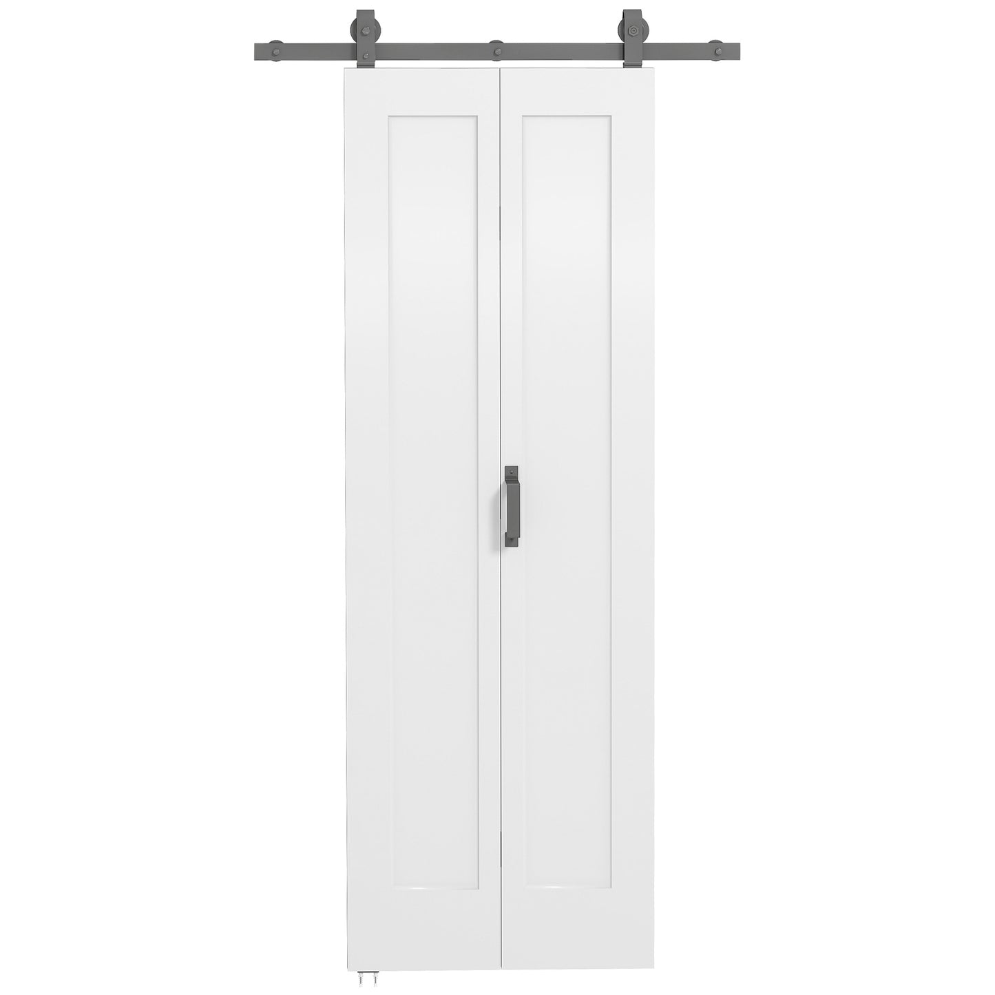 70cm Modern Sliding Door Set Kit with Carbon Steel Rail, Opaque Home Decoration, DIY Office Style, White