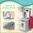 AIYAPLAY Toy Kitchen with Running Water, Lights Sounds, Apron and Chef Hat, Water Dispenser, for 3-6 Years Old - Grey